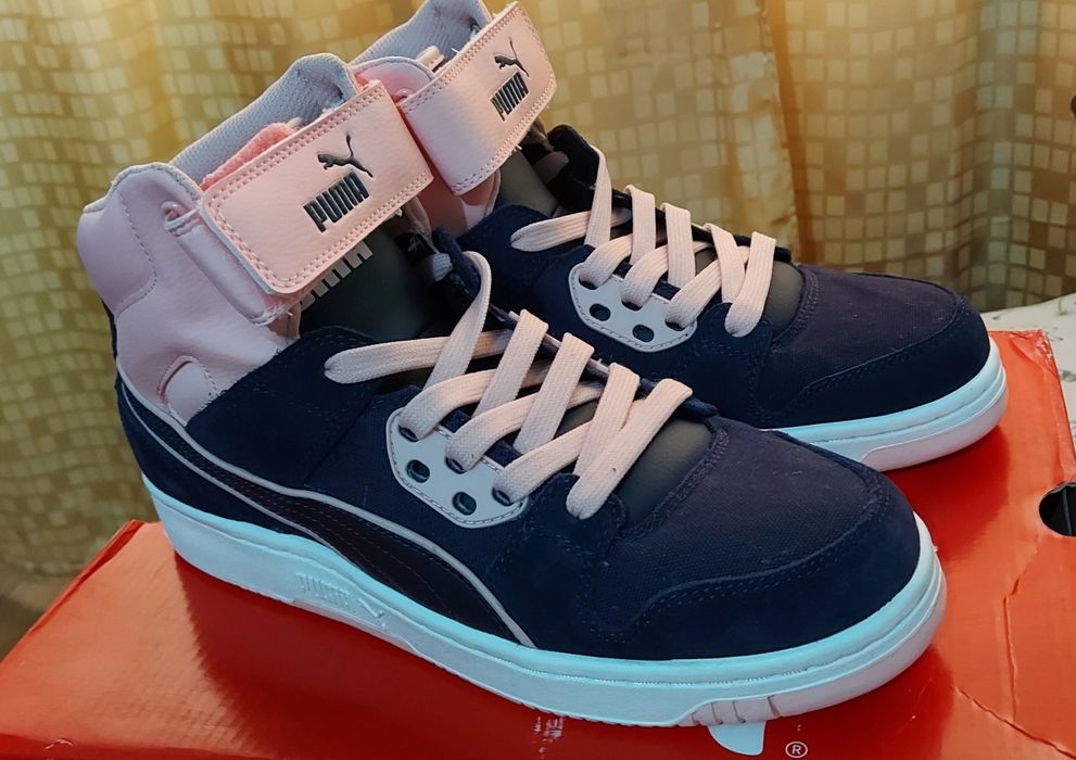 Ghete Puma, de piele, culoare albastru-roz, Marimea 42