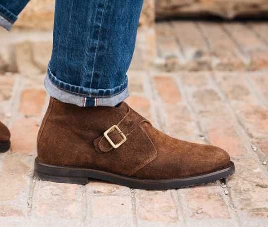 Ghete ankle monk 44 premium R. Island NOI piele naturala moale