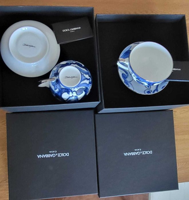 Dolce & Gabbana archive-print porcelain tea set of 2 cups with plates