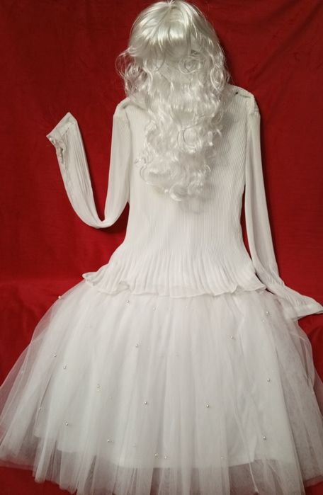 Снежинка, размер 46-50, платье, парик, шляпа, юбка, блузка