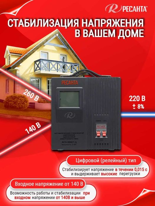 Стабилизатор напряжения от 0,5 до 6кВт! Беспл доставка! Гарантия! НДС!