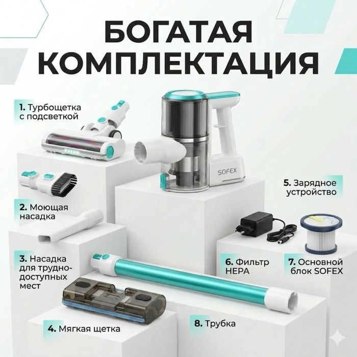 Беспроводной вертикальный моющий пылесос SOFEX