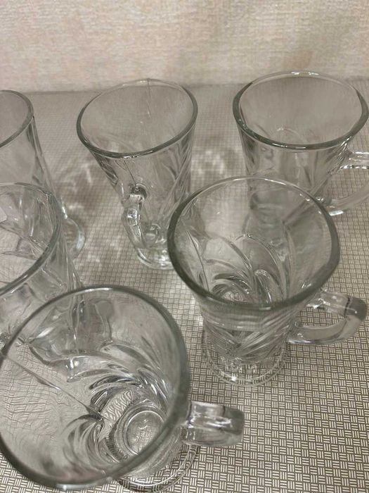 Шесть кружек Noritazeh Soga Japan | Кружки стекло с тиснением Япония