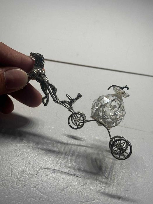 MINIATURA ARGINT 800 + Crystal - CALEASCA - Mare - 69g. - Vintage !