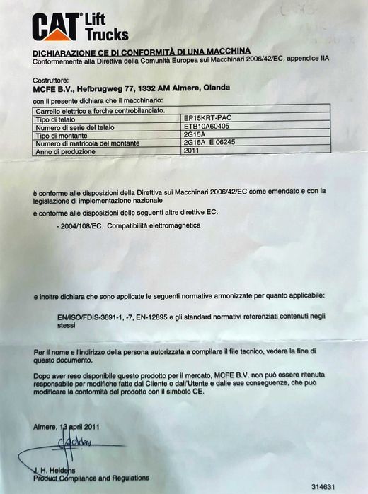 stivuitor CAT EP15KRT-PAC, 2272 ore functionare