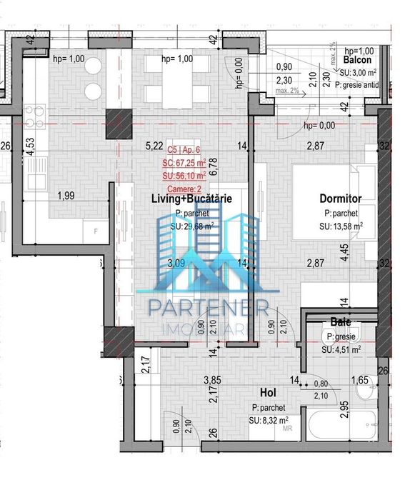 Apartament 2 camere Copou, 59 mp + parcare subterana/INTABULAT/Credit
