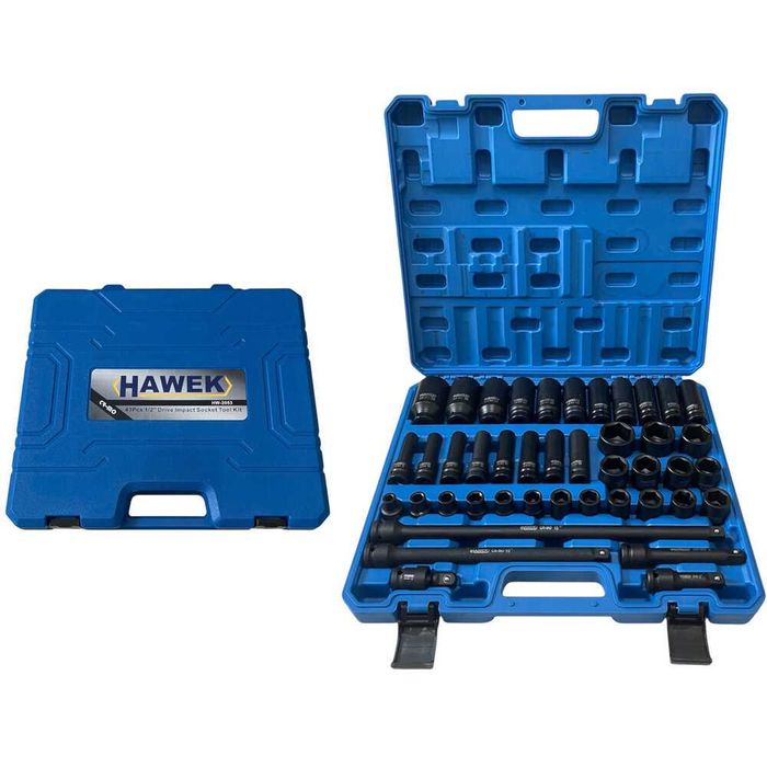 Комплект ударни вложки и удължения 1/2“ 43 части HAWEK