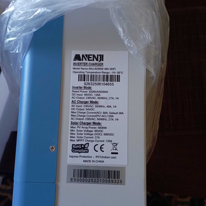 хибриден инвертор ANENJI 6.2KW,48V