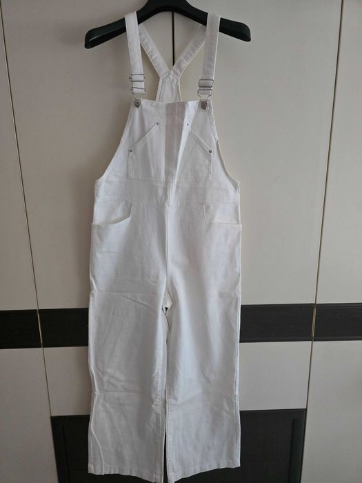 Нов гащеризон Mango Khris Dungarees White Regular Fit