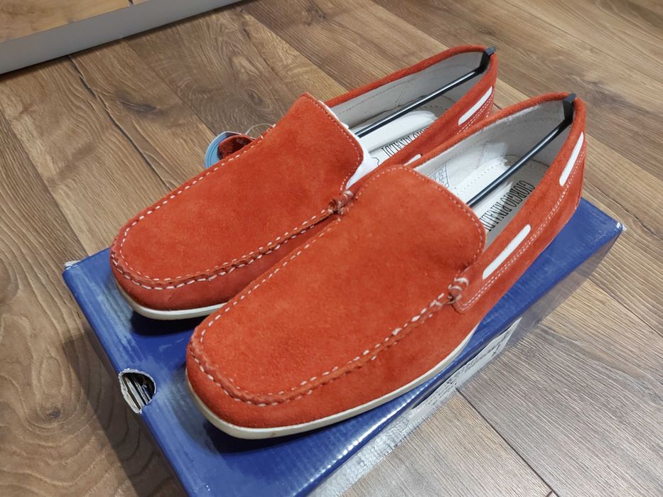 Mocasini noi barbati G.R. piele naturala de culoare rosie