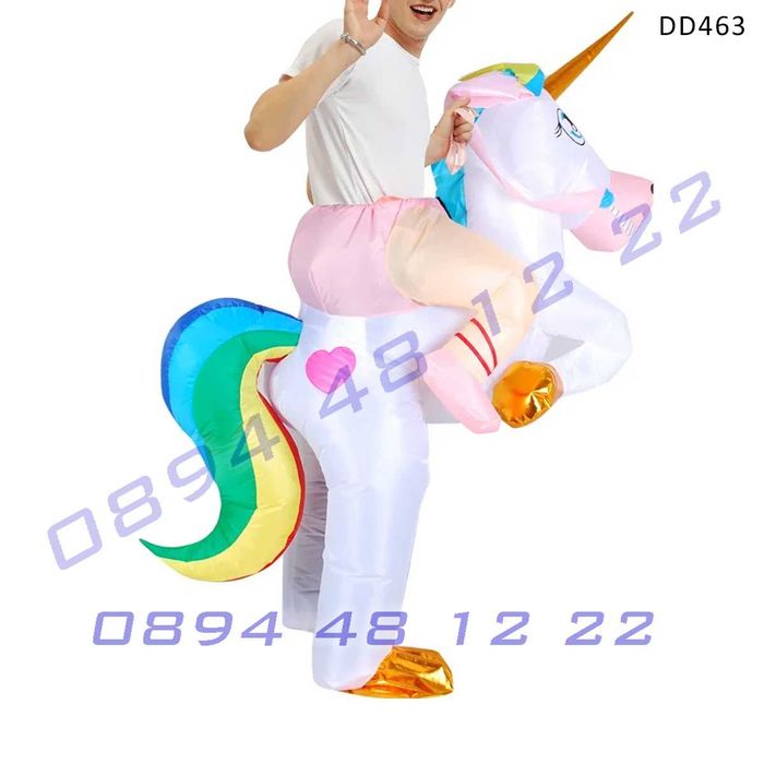 Надуваем парти костюм Еднорог деца възрастни аниматори игри рожден ден