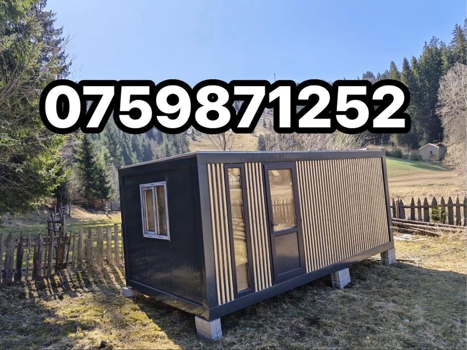 Container modular 6x3 cu baie completă și vitrină mare