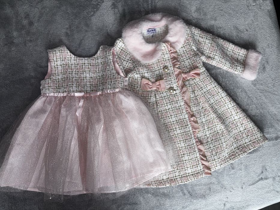 Комплект за момиче, рокля и палто размер 12м./1 година