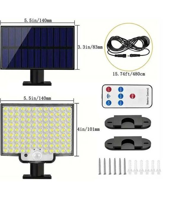 Lampa solara 106/118/172 LED cu senzor de miscare cu /fara telecomanda