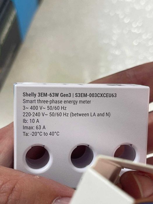 Shelly 3EM-63W Gen3, contor de energie cu WiFi pentru sisteme trifazate sau monofazate, compatibil cu sistemele fotovoltaice, nu necesită hub
