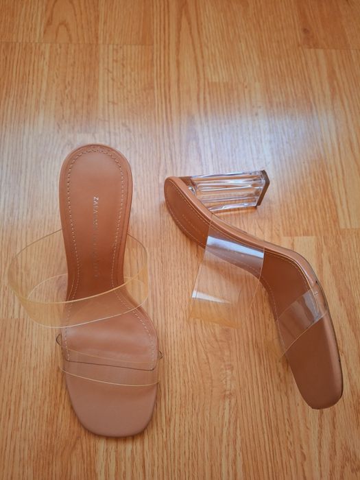 Super oferta sandale Zara masura 38 toc transparent