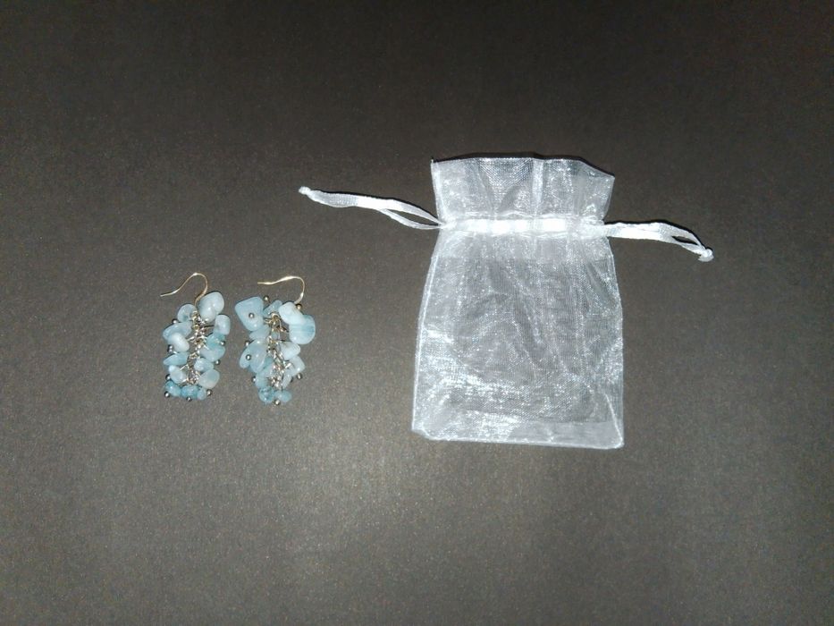 Висящи обеци със син камък