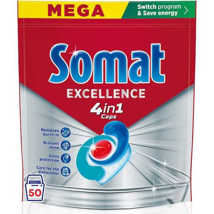 Detergent pentru masina de spalat vase Somat Exellence 4 in 1, 50 spalari