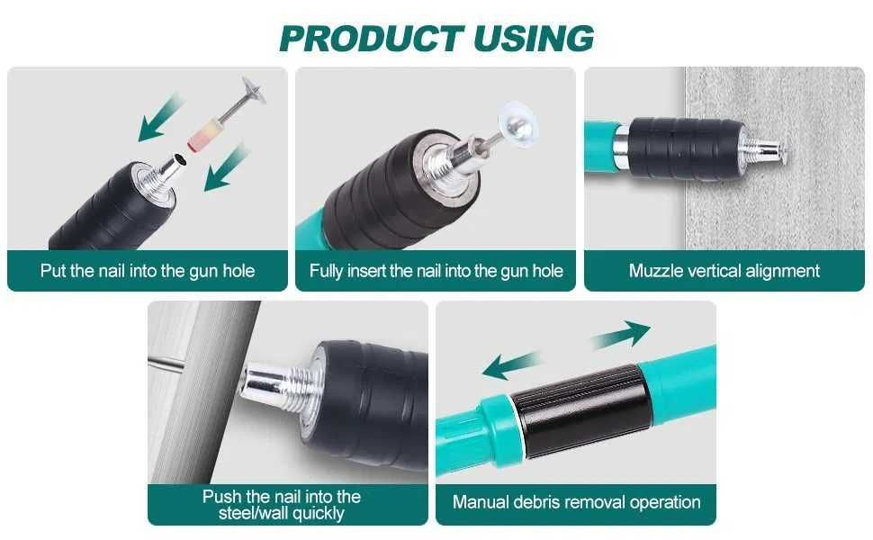 Ръчен такер пистолет за забиване на пирони в метал и бетон сухо строит