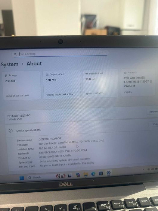 Dell Latitude 5420 i5-1145G7-16Gb Ram-256Gb ssd