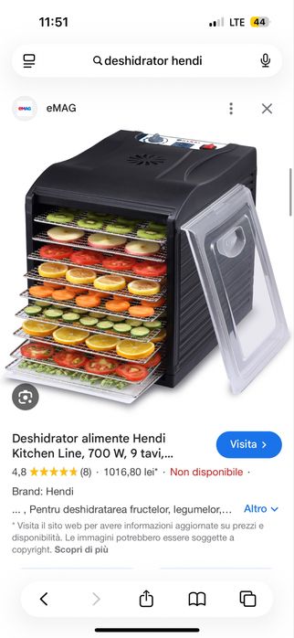 Deshidrator alimente Hendi Kitchen Line 9 tavi