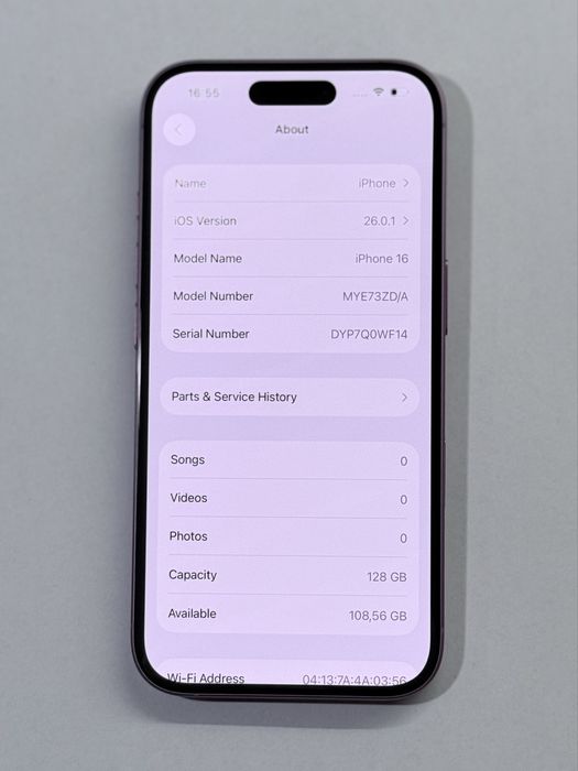 iPhone 16 Pink 100% battery