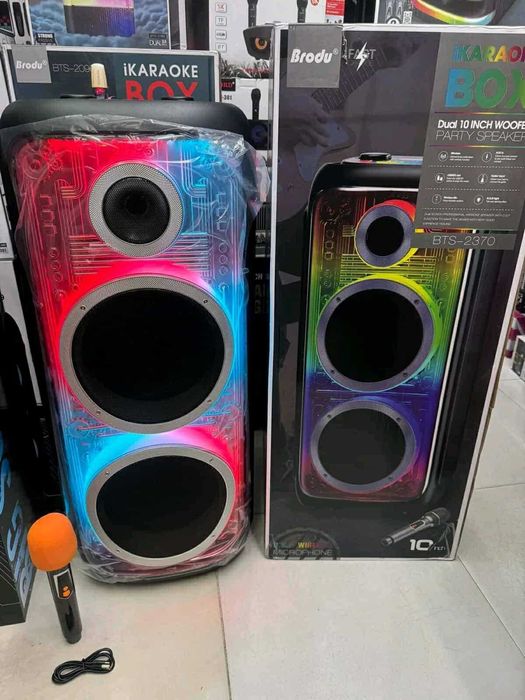 Нова Brodu 2370 Караоке тонколона Brodu 2х10” с безжичен 2 микрофона