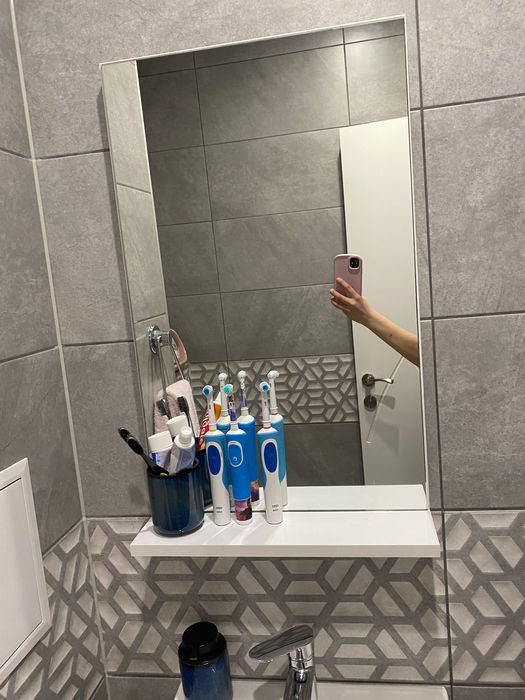 Водоустойчив комплект шкаф с огледало, мивка и батерия за баня