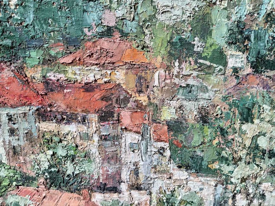 Tablou vechi - peisaj citadin - pictor roman