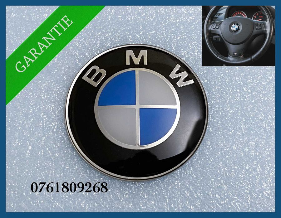 Emblema volan / logo autoadeziv BMW 45mm - seria 1 / 3 / 5 / 7 / X1 / X3 / X5 / X6