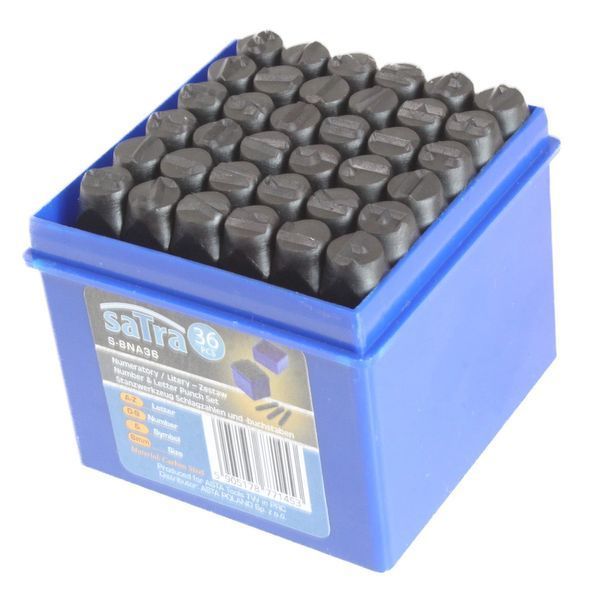 Комплект перфоратори букви и цифри 8 мм 36 части