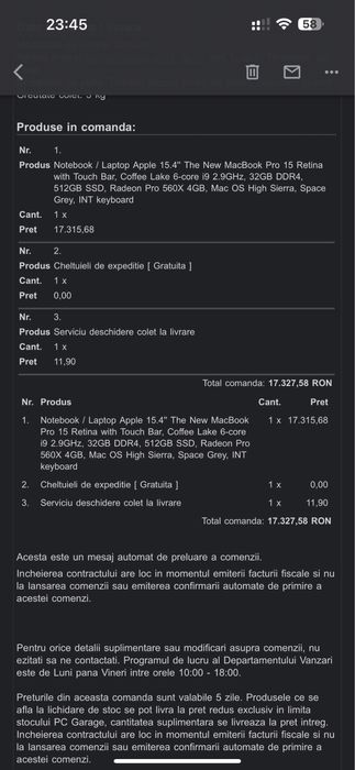 Macbook pro touchbar 15 inch, impecabil
