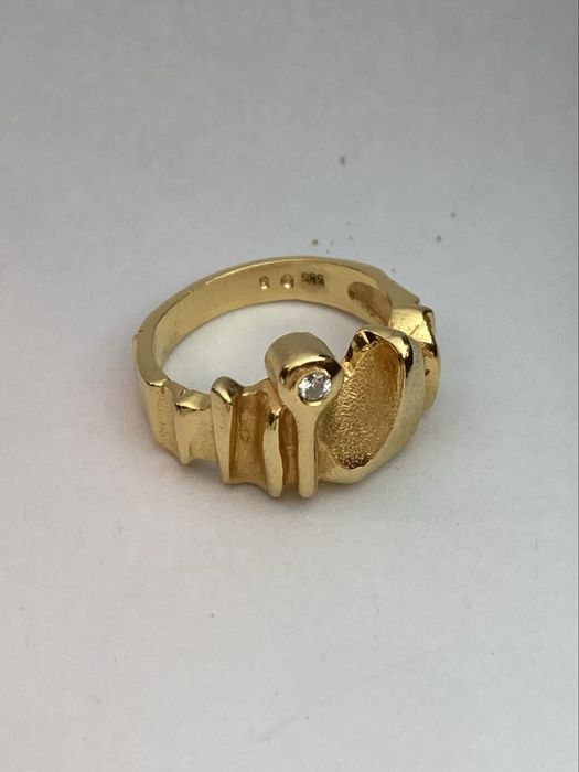 Inel designer aur 14kt.cu diamant