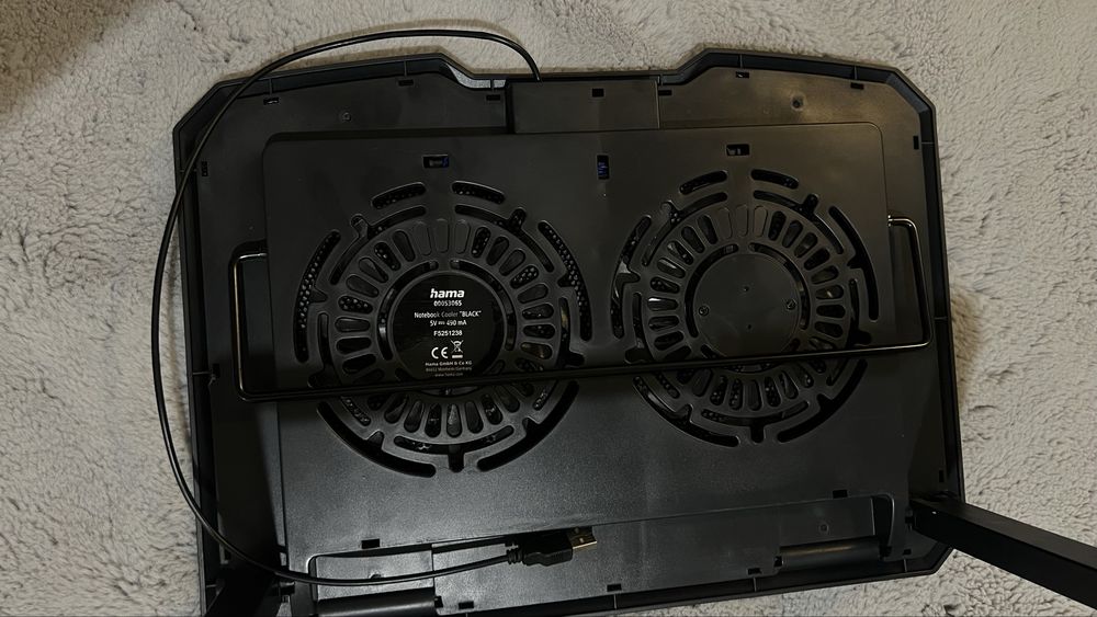 Cooler Pad Hama Black Metal – 2 ventilatoare – reglabil