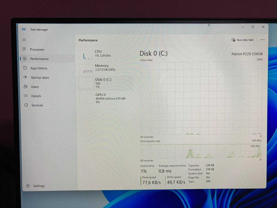 Геймърски компютър Intel core I5, NVIDIA GTX 660, SSD, Windows 11