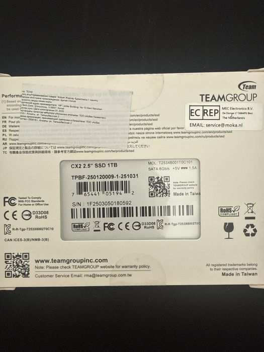 Продам новый TeamGroup CX2 2.5 SSD 1TB