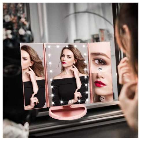 Oglindă de machiaj cu lumini LED naturale