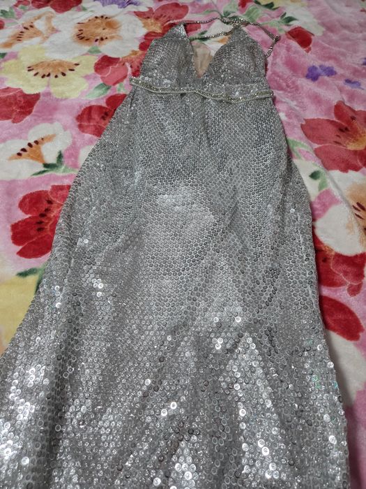 Rochie ocazie lunga argintie