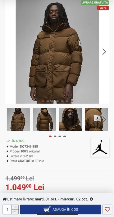 Jacheta-Parka puf,Jordan,marime XS