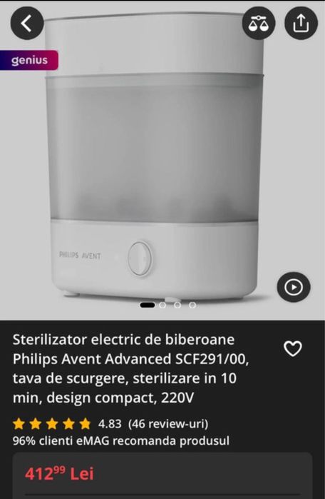 Sterilizator electric de biberoane- Philips