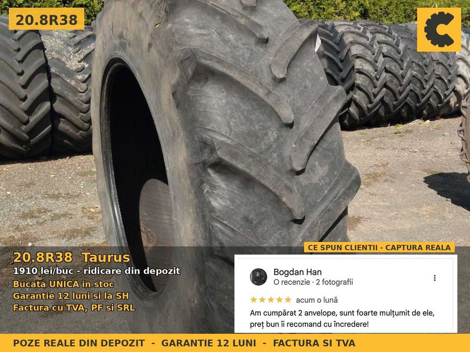 Cauciucuri Anvelope 20.8R38 20.8-38 520/85R38 20.8x38 20838 Taurus Tractor Punte Spate Tractiune SH Second Hand LIVRARE Garantie 1 An Factura TVA