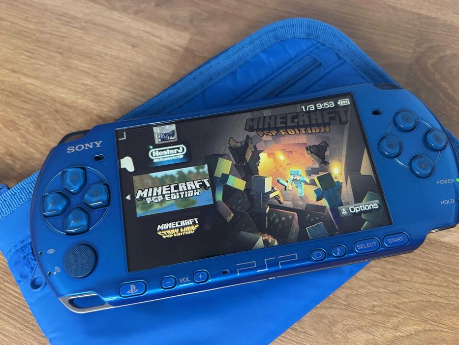 PSP 3000 Vibrant Blue FULL BOX ca noua — set original Sony, garantie 1 an