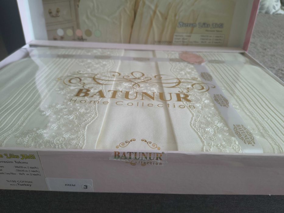 Lenjerie pat 100% bumbac, premium, brodata