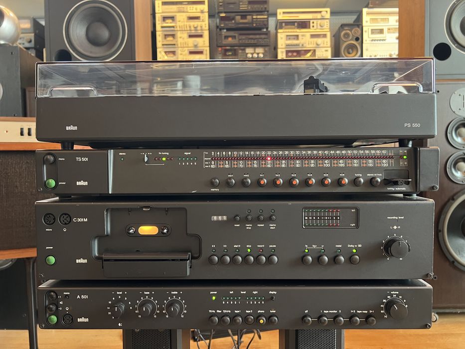 Linie Braun: Pickup BRAUN PS-550 doza Shure M95, Amplificator/Statie BRAUN A-501, Deck/Casetofon BRAUN C 301, Tuner/Radio BRAUN TS-501