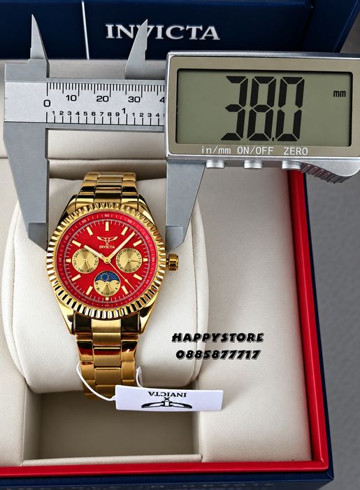 INVICTA Emerald gold red dial unisex 38 mm, Инвикта нов унисекс часовник
