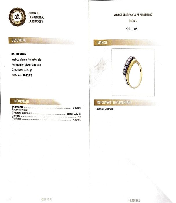Inel din aur de 14K cu diamante naturale