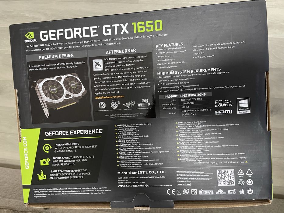 Продам видеокарту 1650 4gb