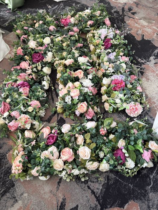 Vand covor flori artificiale pe plasa