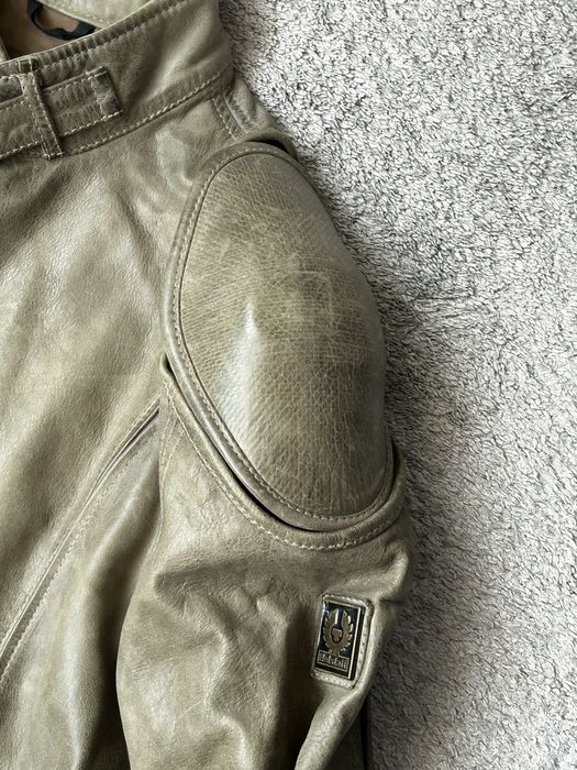 Belstaff  Мото естествена кожа  Дерматинено Зелено Яке  L