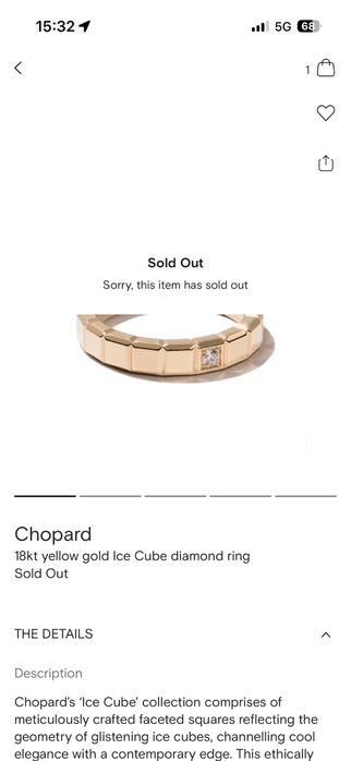 Chopard -златен пръстен ice cube с диамант